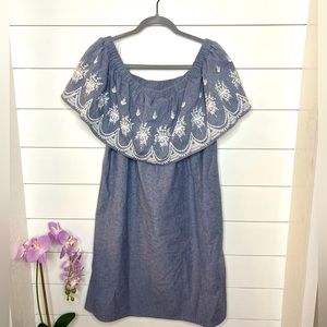 World Market Chambray Embroidered Dress